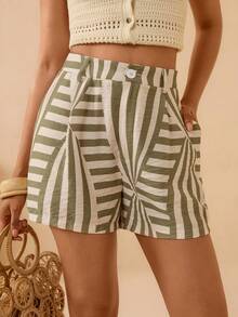 Lyxana Women's Casual Pocketed Button Shorts, Versatile For Daily Wear - Multicolor - View 7