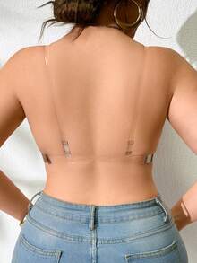 DesireSculpt Plus Size Contrast Color Strap Seamless Comfortable Bra - Coffee Brown - View 4