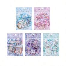 5pcs Set Ocean Waltz Jellyfish Sticker Pack, Cross-Border PET Waterproof Stickers, High-End Aesthetic Journal Decorative Stickers - suit - View 11