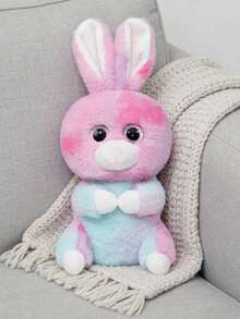 Juguete de peluche con forma de conejito rosa hecho de material de piel de conejo y piel sintética. Suave material de peluche corto. Muñeca de aguja rellena de fibra, un regalo perfecto para bebés. - Rosa - Ver 6