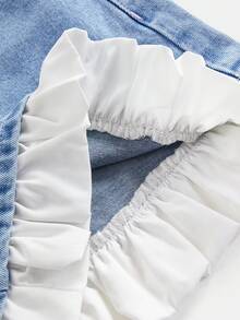 GlowEve Women's Loose Casual Denim Shorts With Pockets And Ruffle Hem - Blue - View 4