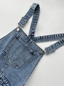 Elamini Y2K Summer Casual Denim Bib Shorts - Light Wash - View 4