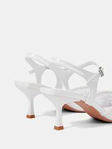 CUCCOO HITCHD Women's Spring/Summer New Pointed Toe White Mesh Rhinestone Ankle Strap Stiletto Heel Fashionable Versatile Sexy High Heel Sandals - White - View 4