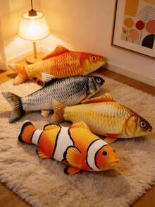 POKOJA LAND 仿真鱼毛绒娃娃 - 超柔软抱枕仿真鱼玩具锦鲤毛绒娃娃，亲肤柔软，多种颜色可选，可作睡前玩伴和房间装饰，创意生日礼物，送给孩子和朋友 - 彩色 - 查看 7