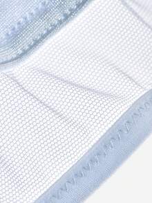 LUVLETTE Plus Blue Unlined Full Coverage Side Support Mesh Sheer Airy Basic Breezy Comfort Minimizer Bra - Baby Blue - View 10