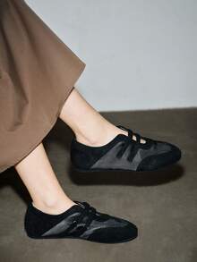 2025年春季复古红色百搭钩环玛丽珍鞋秋季女士休闲圆头平底皮鞋芭蕾鞋 - 黑色 - 查看 8