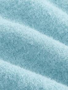 SHEIN MOD Áo len nữ màu xám phối ren đen 2 trong 1, thích hợp cho mùa thu/đông. - Màu xanh bạc hà - Xem 4