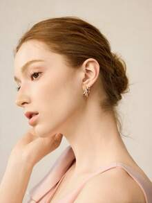 MOTF PREMIUM Pre18k Gold Plated Gemstone Temperament Delicate Purple Gemstone Earrings - Purple - View 9