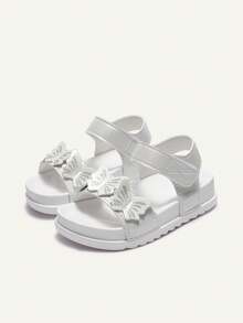 Cozy Pixies 1 Đôi dép xăng đan đế mềm nhẹ, thời trang, dễ thương, đa năng cho bé gái, màu trắng, họa tiết bướm, thích hợp cho mùa cưới, phong cách đồng quê, công chúa. - trắng - Xem 4