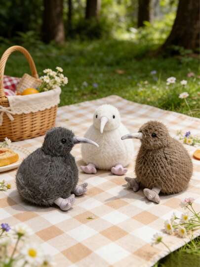 POKOJA LAND 7.8 Inch Kiwi Bird Plush Doll-Vivid Kiwi Plush Doll With Bird Look And Soft Touch, Available In Brown/Gray/White-Perfect Birthday Gift For Teenagers And Adults, Tabletop Bed Collection For Bird Lovers