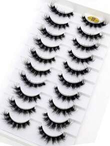 HBZGTLAD 10 Pairs Crisscross Extra Long Lashes, Natural-Looking False Eyelashes, Large Tiered Box, 3D Faux Mink Lashes, Eyelash Extension - Black - View 12