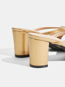 CUCCOO TILAWA Women Shoes Open Toe Sandals, Square Toe With Bow Cross Semi-Sandals, Comfortable And Fashionable Nightclub Travel And Commuting - Gold - View 4