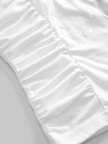 ROMWE J-Fashion 夏季女士休闲波点拼接露肩吊带背心 - 白色 - 查看 4