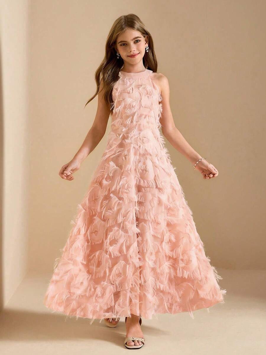 优雅花童礼服,适合毕业典礼、婚礼、舞会、圣诞节等场合;杏色碎花吊带无袖中长连衣裙,适合青少年女孩;时尚薄纱公主裙,适合返校季穿着;及地长裙,适合青少年正式场合;12岁青少年女孩晚礼服;青少年正式礼服;淡粉色长裙,适合儿童穿着,优雅大方。 - 粉色 - 查看 1