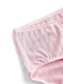 孕妇蕾丝罗纹休闲舒适三角裤 - 粉色 - 查看 5