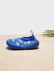 Cozy Pixies 1 đôi giày đi nước cho bé trai màu xanh dương in hình khủng long hoạt hình, kiểu dáng thời trang, dễ thương, thoải mái, nhẹ, thích hợp để mang ở nhà, đi biển và lội nước (mẫu ngẫu nhiên) - Màu xanh lam - Xem 4