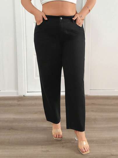 SHEIN High Waist Casual Wash Mom Jean