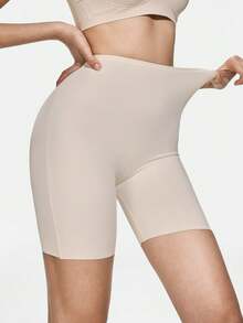 SHAPORA Quần short định hình dáng người dành cho nữ, màu trơn, kiểu dáng thường ngày, đa năng. - Màu be - Xem 2