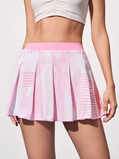 CourtClass Women's Striped Pleated Casual Fitness Sports Skorts