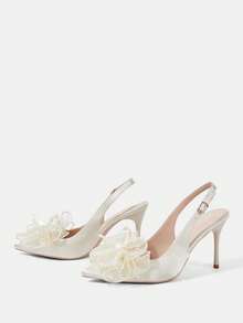 CUCCOO HITCHD Women's Pointed Toe Buckle Design Fashionable High Heels, Versatile For Daily Wear Wedding Shoes Spring Shoes Bride Shoes - White D - View 3