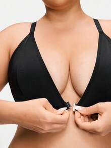SHAPORA 1 pieza Sujetador inalámbrico con cierre delantero y acolchado para tallas grandes, que levanta y realza el busto - Negro - Ver 7