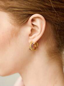 MOTF PREMIUM Pre18k Gold Plated Gemstone Temperament Delicate Purple Gemstone Earrings - Purple - View 3