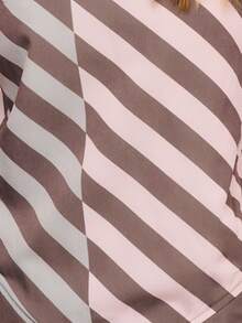 Nöista Striped Halter Top With Adjustable Silver Straps And A Back Tie With Bow Closure For A Customizable Fit. Spring, Summer, Woman. - Olive Green - View 7