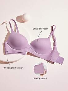 LUVLETTE Sujetador inalámbrico con aros de apoyo Dream Curve+ de color morado, talla básica, sujetador cómodo y esencial de la libertad - Morado - Ver 9