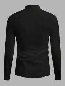 SWAVVY Áo sơ mi nam dáng rộng, màu trơn, cài cúc kèm cà vạt, phong cách Dark Academia, quần áo nam, áo sơ mi nam, áo sơ mi nam mùa hè cài cúc kèm cà vạt, áo sơ mi đen cho nam, áo sơ mi đen nam, áo sơ mi và cà vạt nam, áo sơ mi đen nam, áo sơ mi cài cúc nam - màu đen - Xem 2