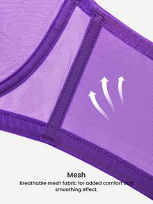LUVLETTE Áo ngực Dream Curve Air Purple không lót, che phủ toàn diện, hỗ trợ hai bên, chất liệu lưới thoáng khí, thoải mái, giúp giảm kích thước vòng một. - Màu tím - Xem 8