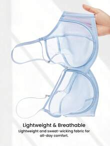 LUVLETTE Bra Minimizer Dream Curve Air Blue Tanpa Lapisan, Cakupan Penuh, Penopang Samping, Jaring Berudara, Nyaman dan Ringan - Baby Blue - View 7