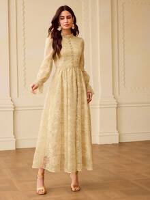 ZEYLAH 蕾丝荷叶边连衣裙 - 黃色 - 查看 5