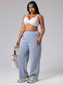 SHEIN Sports Áo ngực thể thao không gọng, cài trước dành cho nữ cỡ lớn - trắng - Xem 6