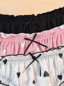 3pcs/Set Sweet Heart Spiral Print Ruffle Trim Ladies' Briefs - Multicolor - View 3