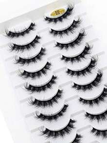 HBZGTLAD 10 Pairs Crisscross Extra Long Lashes, Natural-Looking False Eyelashes, Large Tiered Box, 3D Faux Mink Lashes, Eyelash Extension - Black - View 3
