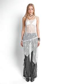 Bloopia 女士时尚白色蕾丝针织连衣裙 - 白色 - 查看 3