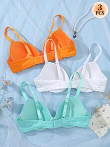 3pcs/Set Women's Underwire Bras - Multicolor - View 2