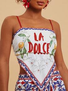 Travachic Women's Chiffon Printed Camisole & Shorts 2 Pieces Set, Spring/Summer Vacation - Multicolor - View 7