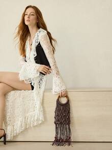 MOTF PREMIUM BOLSO DE MANO CON TRENZAS Y FLECOS PARA VACACIONES DE MUJER - Beis - Ver 8