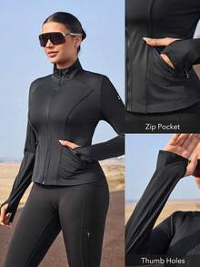OutZeal Women Sun-Proof Jacket Daily Casual UV Protection Mesh Design Slim-Fit Zip Up Jacket - Black - View 4