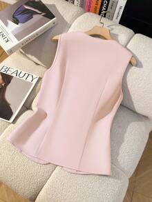 GlowEve Women's Elegant Solid Color Sleeveless Blouse For Commuting, Summer - Pink - View 2