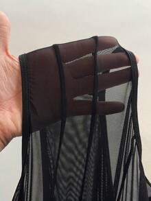 NU&NOW Bộ đồ liền thân không tay bằng vải lưới xuyên thấu gợi cảm, màu đen trơn co giãn, phù hợp cho mặc hàng ngày, dự tiệc, hẹn hò, cỡ lớn. - màu đen - Xem 7