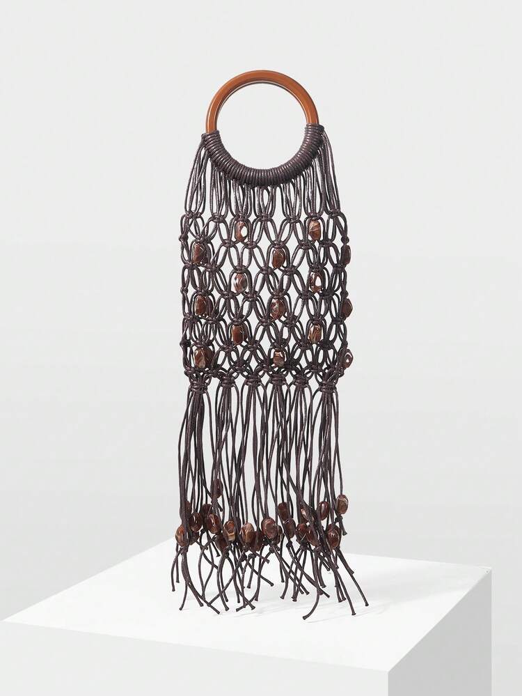 BOLSO DE MANO CON TRENZAS Y FLECOS PARA VACACIONES DE MUJER