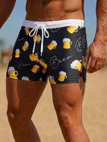 Manfinity Swimmode Quần bơi nam in hình bia, quần bơi mùa hè, quần bơi phong cách nghỉ mát cho nam, quần short đi biển cho nam, đồ đi biển cho nam, đồ bơi phong cách dễ thương, quần bơi ngoài trời thoải mái, quần bơi kiểu Hawaii, quần bơi nam in hình bia ngộ nghĩnh, quần bơi nam in hình bia, quần bơi nam in hình bia ngộ nghĩnh mùa hè. - Nhiều màu - Xem 3