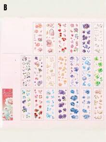 1张花卉日记语录剪贴贴纸创意贴纸书花卉素材贴纸DIY日记贴纸书 - 套裝 - 查看 12