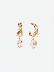 Opalesca Una variedad de pendientes con formas, colores y patrones de cuentas, adecuados para combinar con diferentes prendas de vestir, de estilo vintage, con decoración de cuentas, apropiados como accesorios de novia para bodas, de estilo hada, con decoración de perlas, adecuados para madres, damas y niñas, elegantes y de alta gama, con cuentas de cristal, apropiados como accesorios de novia para bodas, de estilo hada, con decoración de flores, con adornos de cristal, en color dorado - Dorado - Ver 1