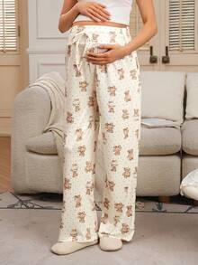 GentleRue Maternity 孕妇休闲针织印花裤 - 杏色 - 查看 6