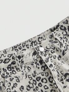ROMWE Y2K Shorts vaqueros de tiro ultra bajo con estampado animal sexy para mujer, estilo vaquero y de festival de música - Blanco - Ver 3