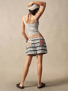 Bohemela Pantalones cortos sueltos tejidos para mujer, primavera/verano - Multicolor - Ver 8