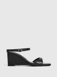 CUCCOO SZL Women's Fashion Transparent Upper Wedge Heel Platform Sandals - Black - View 3